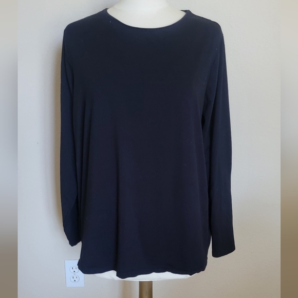 WOMEN'S LANDS' END BLACK LONG SLEEVE TEE (sz 2X) - Picture 1 of 3